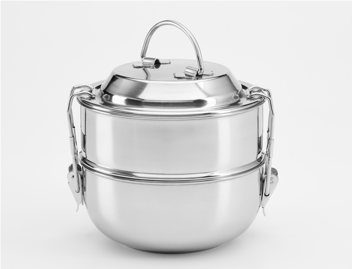 Raja 2-tier Tiffin Lunch Box - Happy Tiffin, Raja Domed 2 Tier Stackable Food Storage (1224x530), Png Download