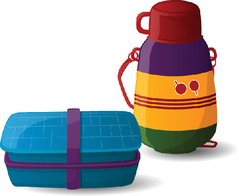 Lunch Box And Water - School Water Bottle Vector Png (487x399), Png Download