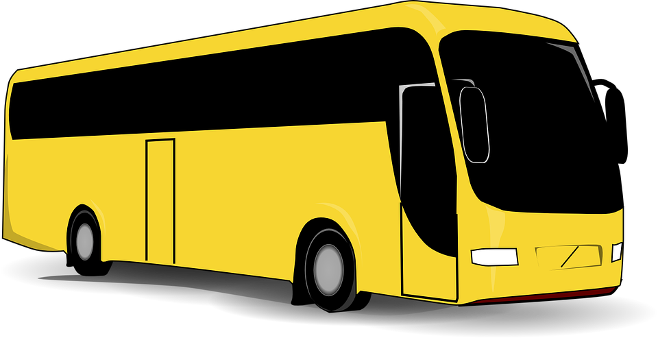 Bus Yellow Black - Tour Bus Clip Art (960x493), Png Download