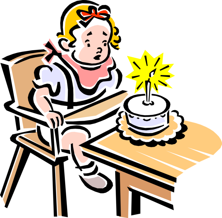 Vector Illustration Of 1950's Vintage Style Child's - Clipart Baby's First Birthday (714x700), Png Download