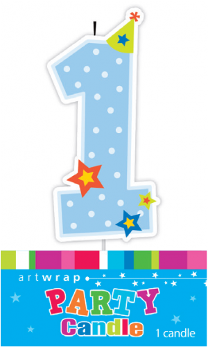 Candle 1st Birthday Blue - Artwrap No 2 Party Candle (500x500), Png Download