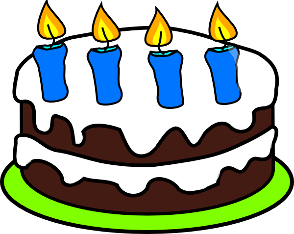 Candle Clipart Birthday Cake - Birthday Cake 4 Candles Clipart (600x477), Png Download
