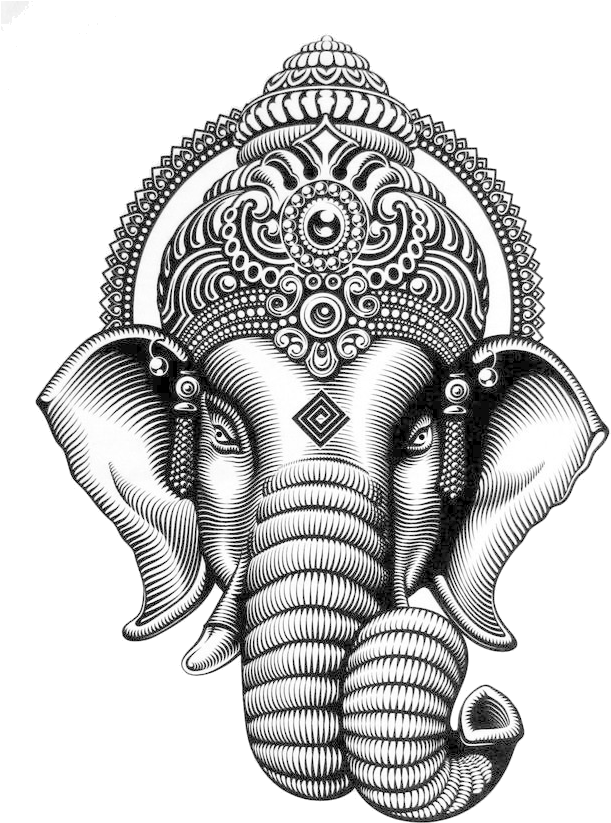 Black And White Ganesha (648x864), Png Download