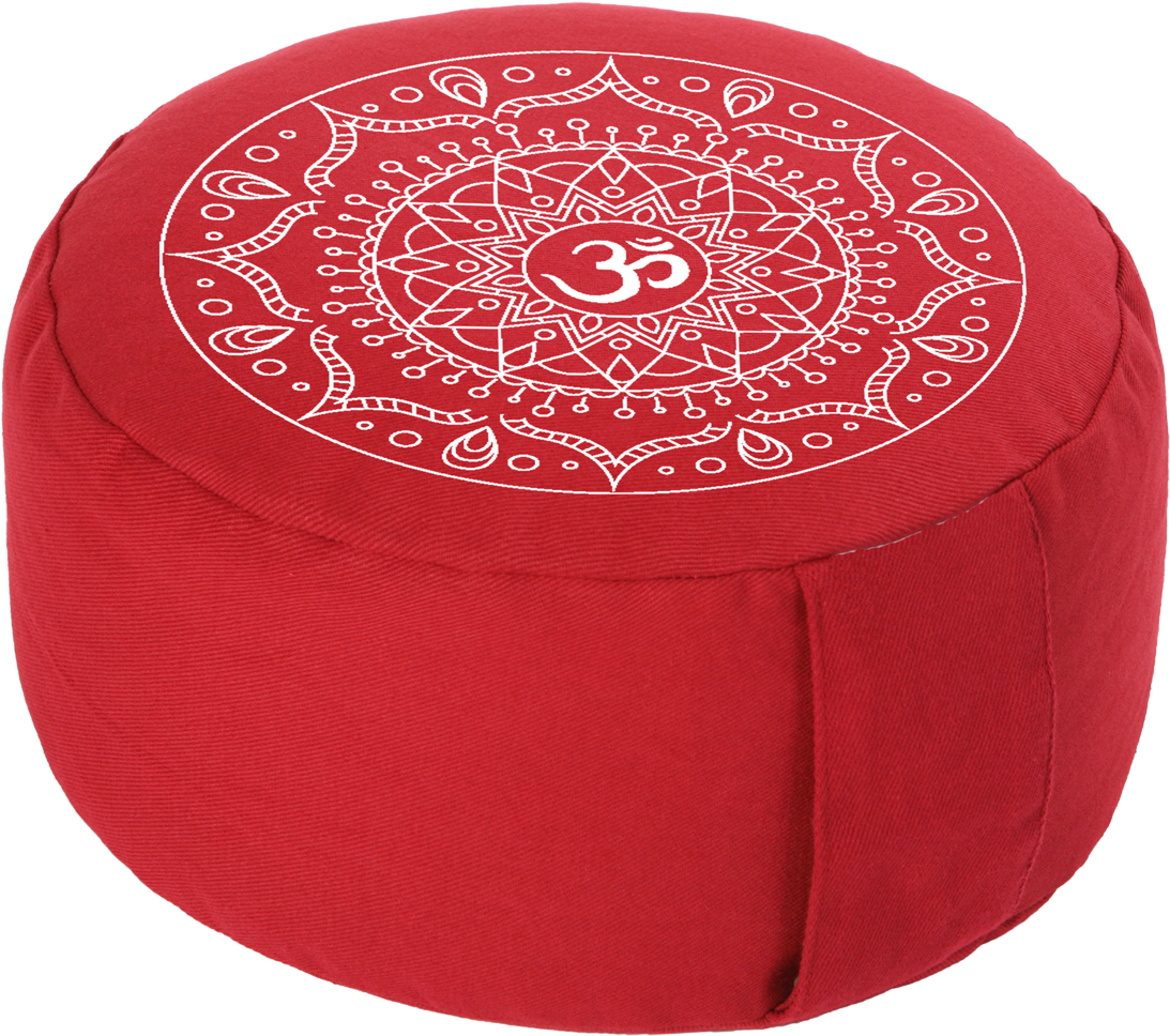 Classic - Mandala - Meditationskissen Rot Mit Om-stickerei (1250x1250), Png Download