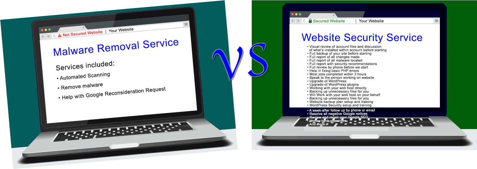 Malware Removal Service Versus Website Security Service - Malware (1755x635), Png Download