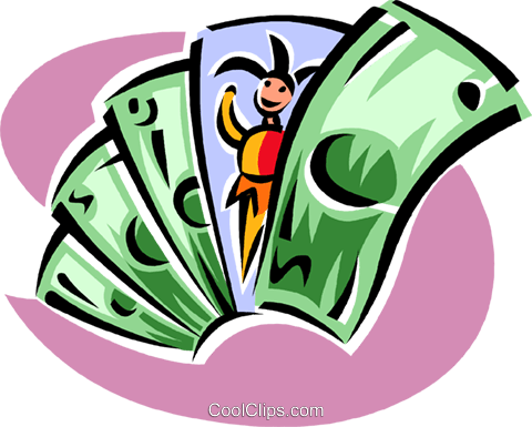 Joker In A Handful Of Money Royalty Free Vector Clip (480x385), Png Download