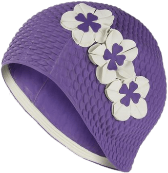 Purple Swimming Hat With Flowers - Swim Cap (400x400), Png Download