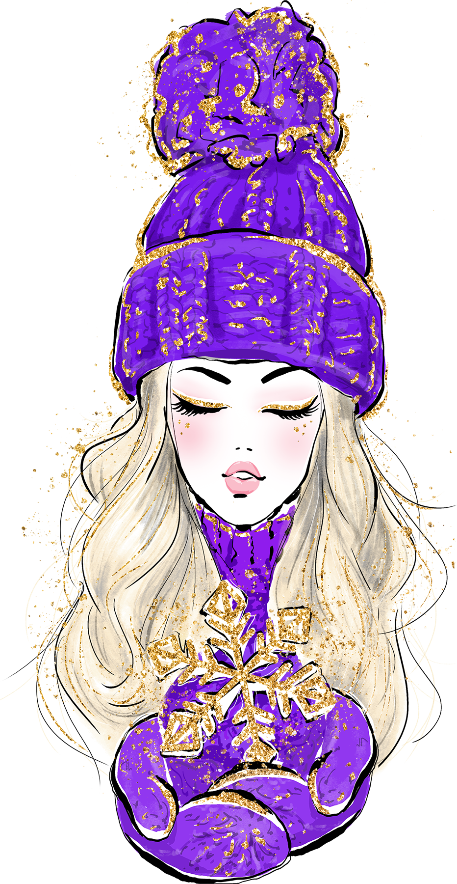 Painted Cartoon Beautiful Girl Png Transparent - Illustration (932x1800), Png Download