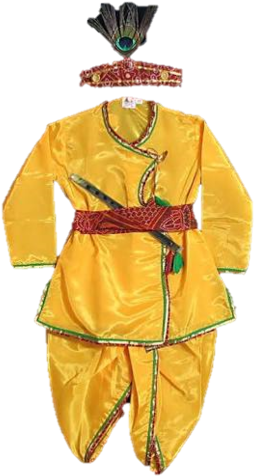 Yellow & Red Boys And Male/ Boys Kurta & Dhoti Dress - Krishna Dress Png (274x500), Png Download