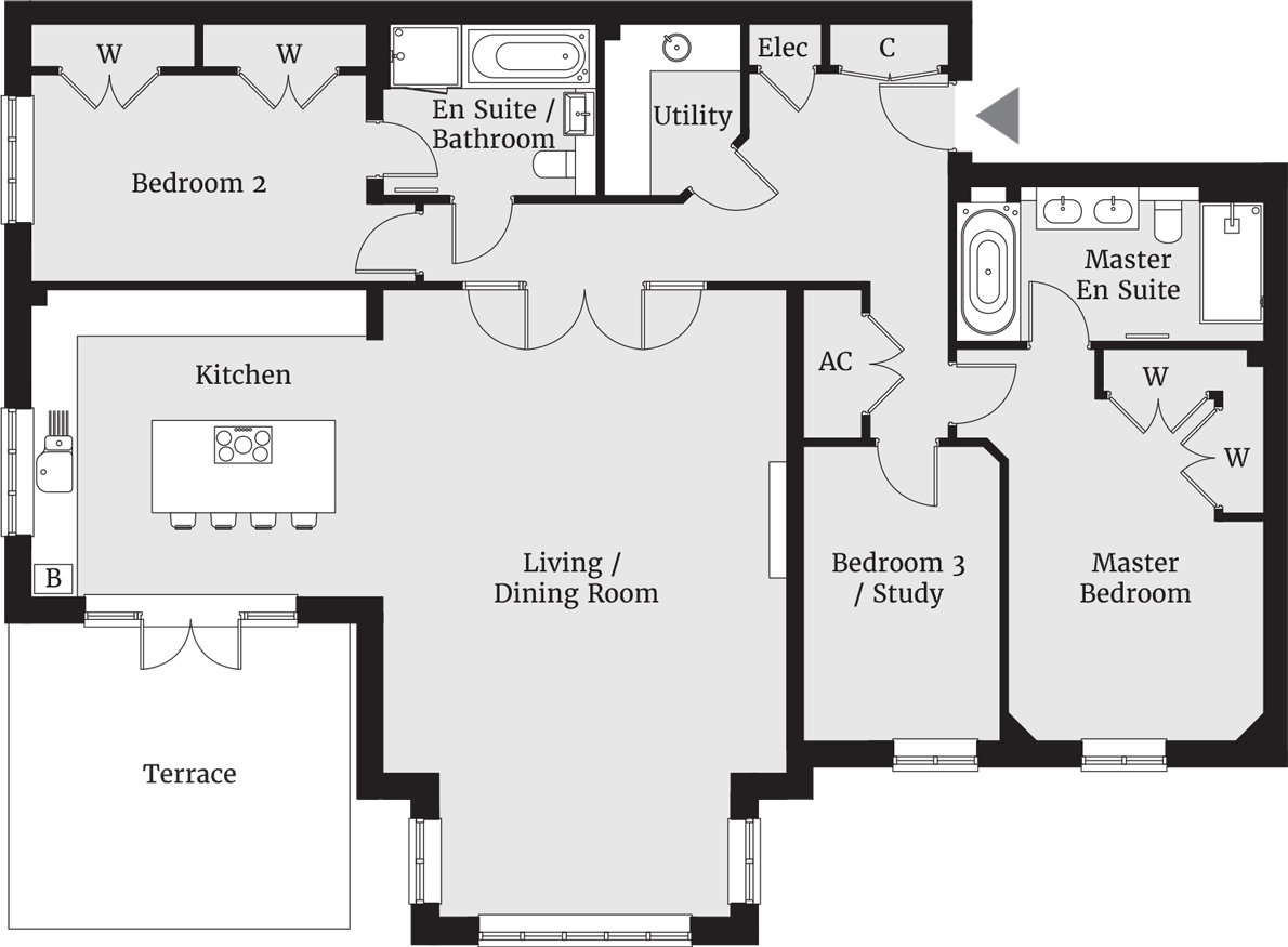 Woodlands Lodge Floor Plans Plot1 - Drawing (1190x875), Png Download