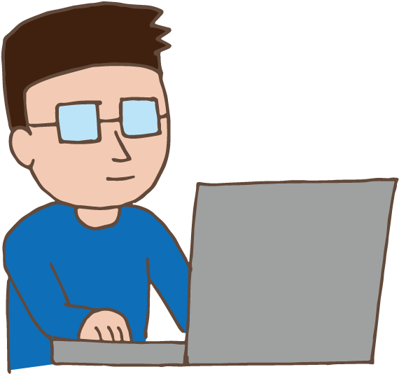 Young Man Using Laptop - Illustration (595x842), Png Download