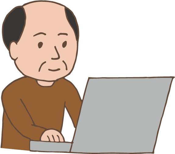 Middle-aged Man Using Laptop - Illustration (595x842), Png Download