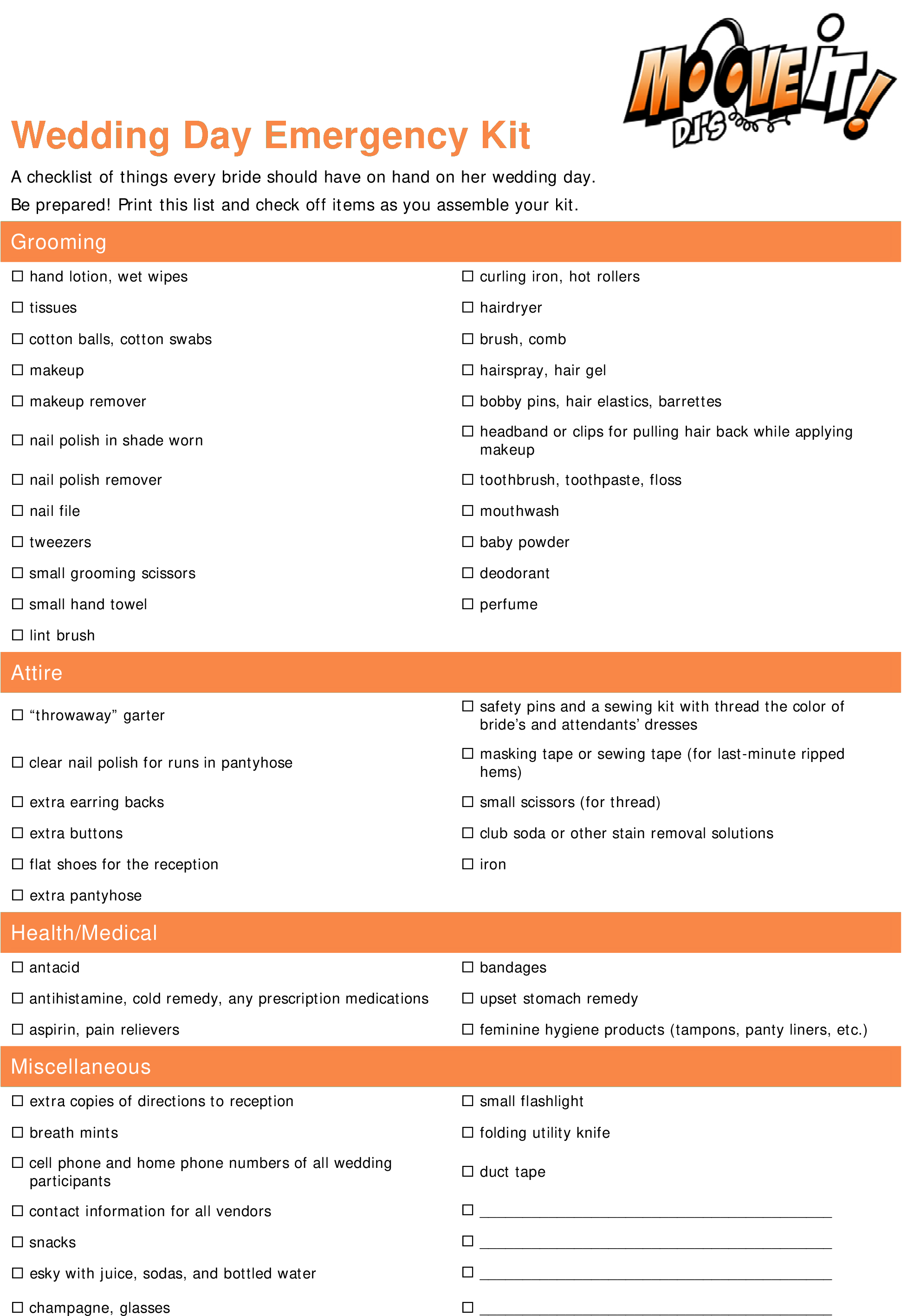 Wedding Day Emergency Checklist Main Image - Wedding (2480x3508), Png Download