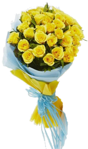 12 Yellow Roses Bunch - Flowers Bouquet Roses Yellow Png (500x500), Png Download