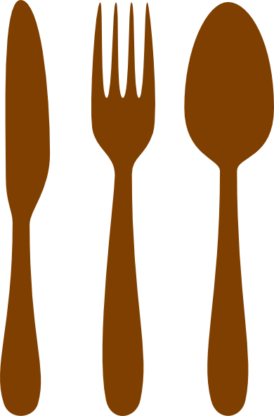 Spoon Clipart Brown - Spoon And Fork Clip Art (390x592), Png Download