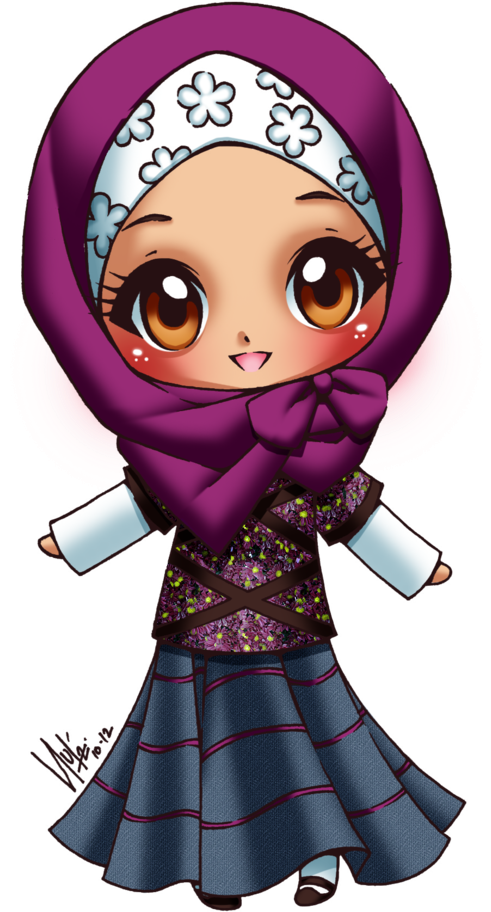 Couple Clipart Malay - Girl With Hijab Clipart (900x1225), Png Download