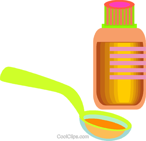 Cough Bottle Royalty Free Vector Clip Art - Medicine And Spoon Clipart (480x464), Png Download