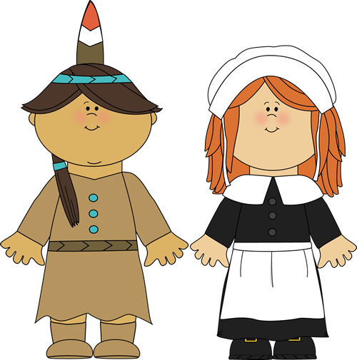 India Clipart Pilgrims - Cartoon Pilgrims And Indians (500x505), Png Download