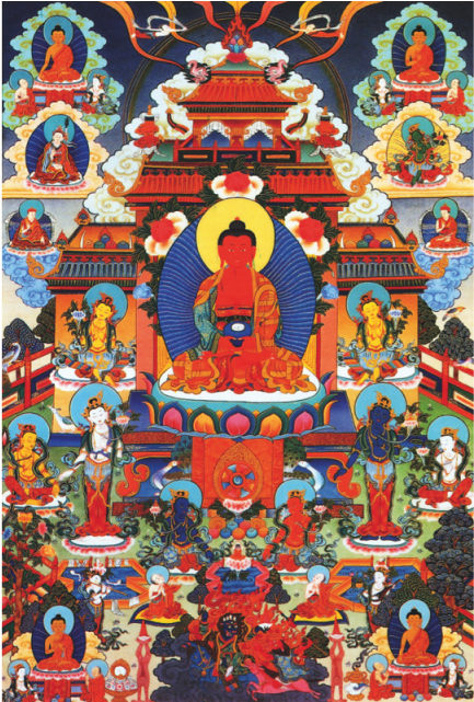 Amitabha Monlam Mandala 阿弥陀佛曼荼罗, Amitabha Monlam Thangka, - Tibetan Buddhist (640x640), Png Download