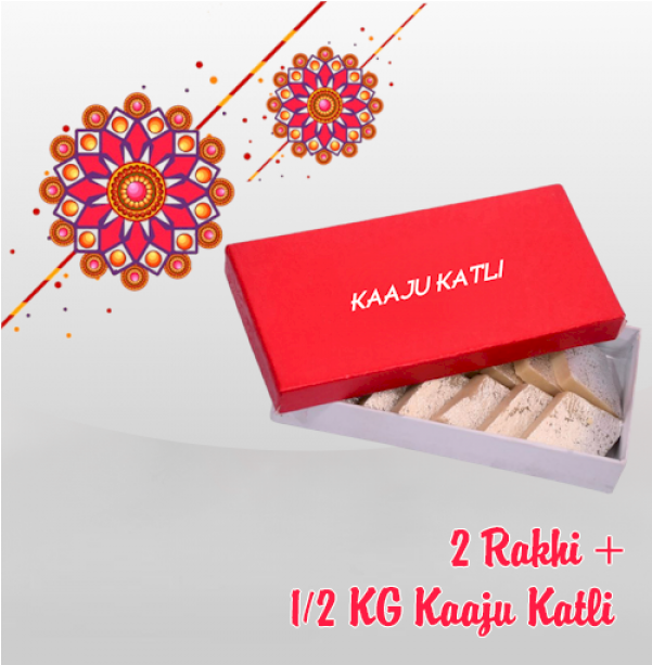 2 Rakhi Half Kg Kaju Katli - Rose (600x756), Png Download