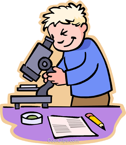 Boy Looking Through Microscope Royalty Free Vector - Optics Science (419x480), Png Download