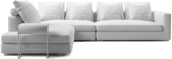 Extra Large Narrow Corner Sofa - Large White Corner Sofa (600x208), Png Download