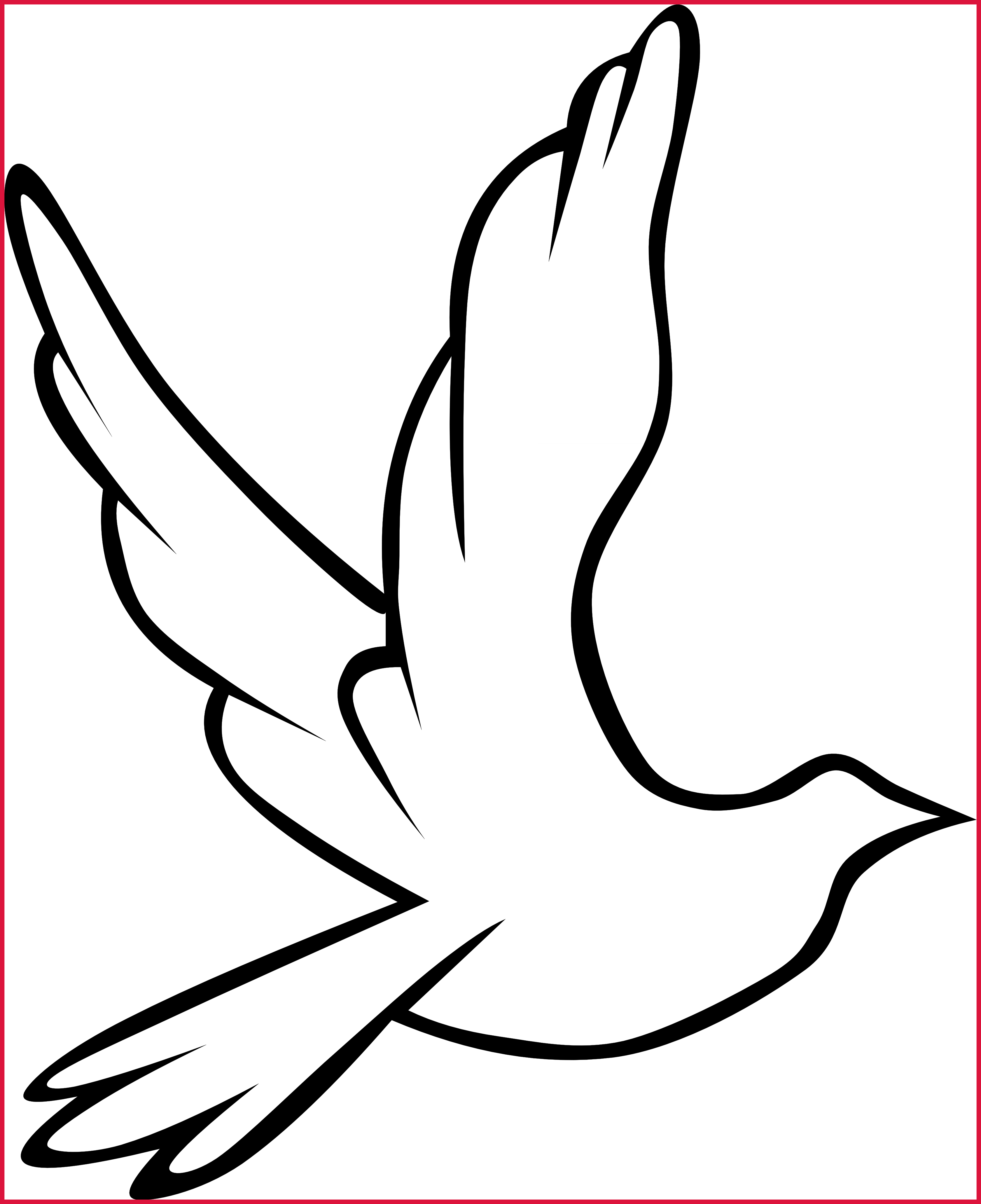 Astonishing For Crafts Background Image Of Dove - Hope Clipart Black And White (3363x4127), Png Download