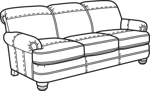 Nuvo Sofa Without Nailhead Trim - Sofa Clipart Black And White Png (480x292), Png Download