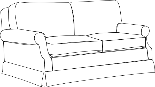 Clip Art Black And White Couch Clipart - Clipart Black And White Couch (600x336), Png Download