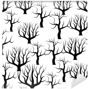 Seamless Black And White Curved Trees Without Leaves - Hojas Vector Blanco Y Negro (400x400), Png Download