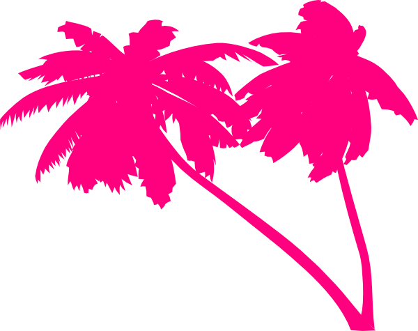 Palm Tree Clipart Double - Pink Palm Tree Vector (600x475), Png Download