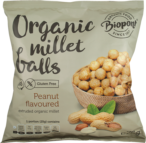 Biopont Extruded Millet Balls, Peanut Flavoured, Organic - Bio Kölesgolyó (650x650), Png Download
