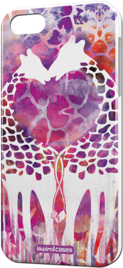 Giraffe Love Watercolor Style Case For Iphone 5 & 5s - Giraffe Love Watercolor Style Case - Iphone 5c (430x573), Png Download
