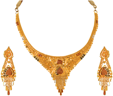Necklace Gold Jewelry Images Gold Jewellery Online - Light Weight Gold Set (400x400), Png Download