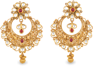Gold Jewellery Online 22k Necklace Designs - Chandbali Gold Earrings Designs (400x400), Png Download