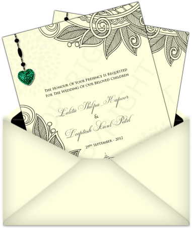 Cream And Champagne Colored Email Wedding Card With - Muslim Invitation Card Design (406x471), Png Download