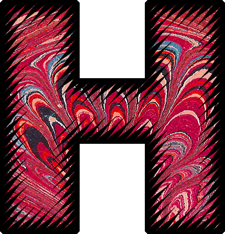 H Marbleized Paper - Presentation Alphabet Set Marbleized Paper Letter H (449x467), Png Download