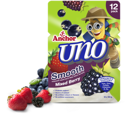 Anchor Uno Mixed Berry Yoghurt 12 X 100g Pack - Anchor Milk (454x549), Png Download