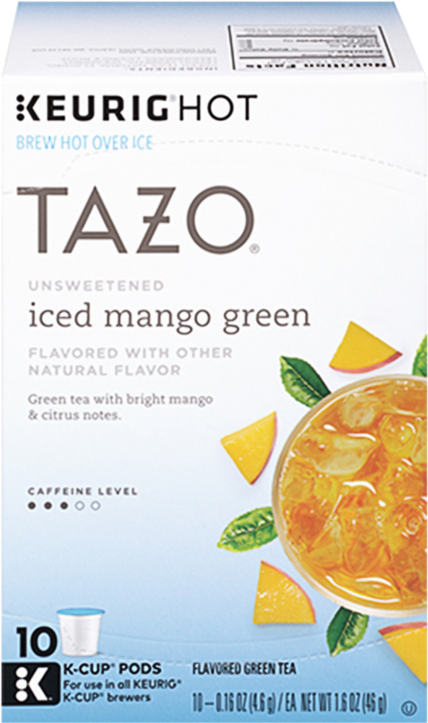 Tazo Unsweetened Iced Mango Green K Cup Pods 10ct - Gloria Jean's Coffees Butter Toffee Keurig K-cups (1500x1500), Png Download