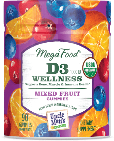 Megafood Gummy D3 1000 Iu Mixed Fruit 90 Gummies - Kid's One Daily (60 Tablet) By Megafood (500x500), Png Download