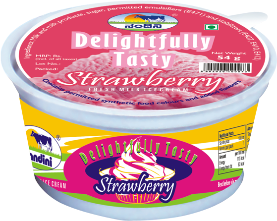 Ice Cream Cup Strawberry - Strawberry Flavour Ice Cream Cup (600x500), Png Download