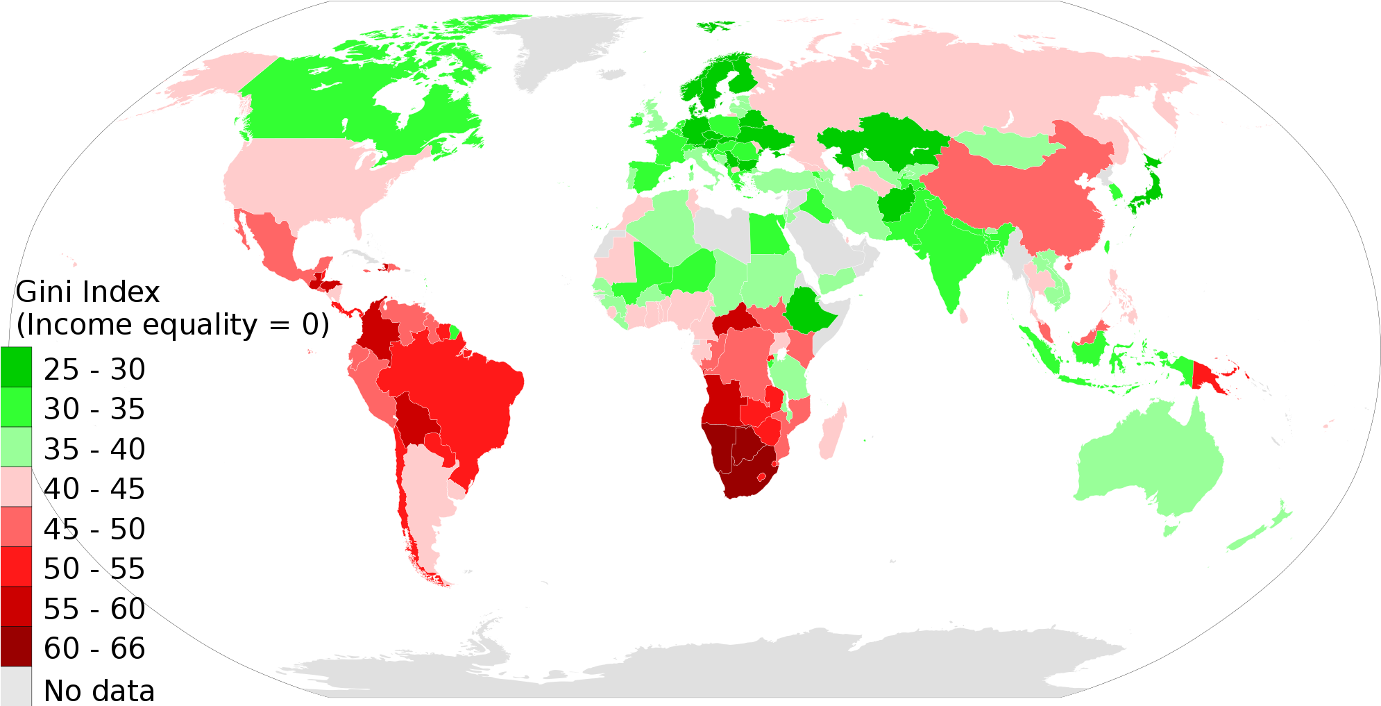 Country Clipart Human Population - Mapa Coeficiente De Gini (2000x1027), Png Download