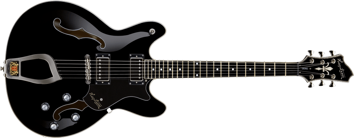 Hagstrom Viking Black Gloss - Gibson Es No F Holes (1140x453), Png Download
