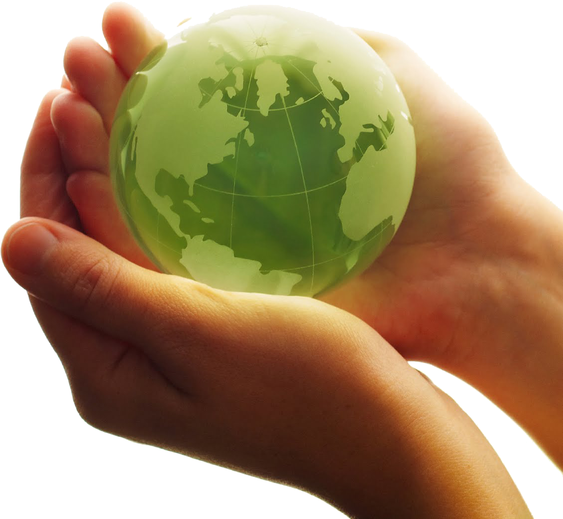 Globe In Hand Copy - Green Earth In Hand (1386x1385), Png Download