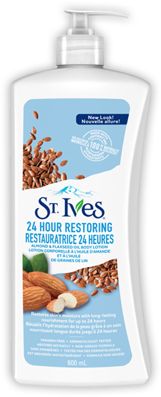 Almond & Flaxseed Oil 24 Hour Restoring Body Lotion - St Ives Apricot Scrub (530x787), Png Download