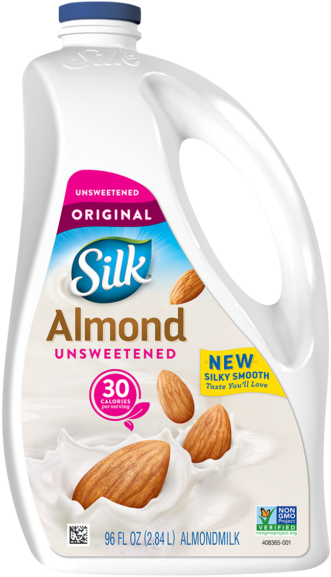 Silk Unsweetened Original Almondmilk Large Size - Silk Almond Milk Large (648x1130), Png Download