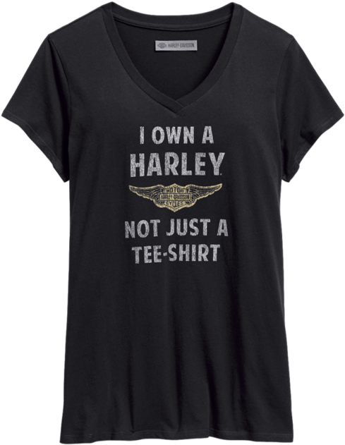 Women's Own A Harley V-neck Tee - Blues T Shirt (690x690), Png Download