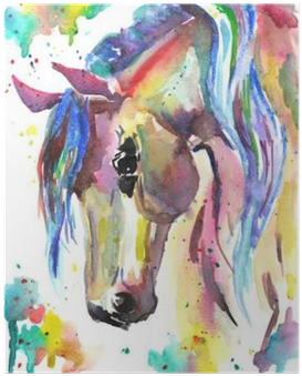 Color Watercolor Illustration - Elle Cizilmis At Kafası Çizimleri (400x400), Png Download