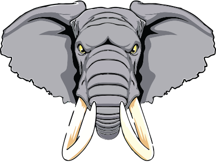 Head Elephant Vector (433x325), Png Download