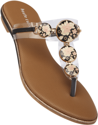 Womens Casual Slipon Fancy Flat Chappal - Women Flat Chappals Png (340x510), Png Download